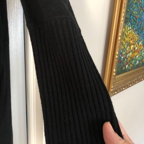 WAYF Black Puff Sleeve Long Sleeve Sheath Sweater Dress Size XLarge - Picture 6 of 12